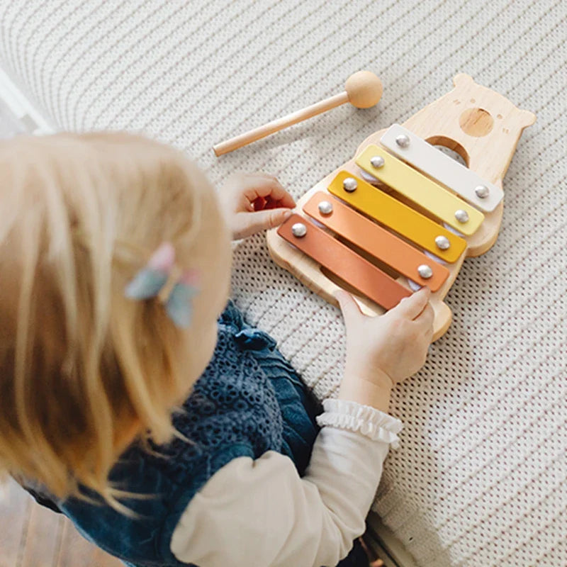 Ideal toddler gift: wooden xylophone sensory learning toy for musical fun & early childhood development.