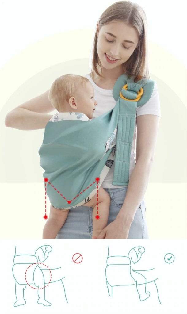 Happy baby sleeping soundly in an ergonomic Comfort 3-in-1 baby sling wrap carrier, parenting essential