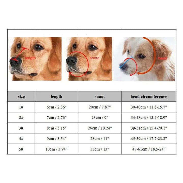 Flexible, soft silicone dog muzzle ensures a comfortable, secure fit for all-day wear and pet safety.