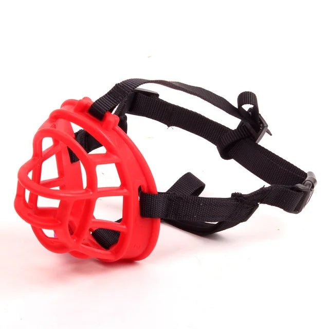 Pet training silicone muzzle with quick-release buckle for easy use & dog safety.