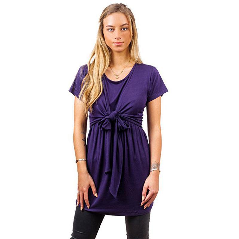 Short sleeve breastfeeding shirt, discreet and comfortable, for everyday mom clothing