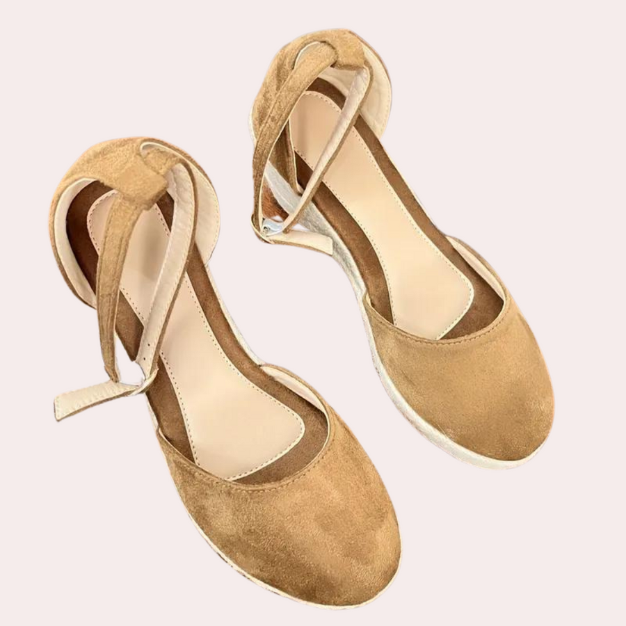 Summer-ready women's comfortable wedge sandals with adjustable ankle strap, perfect casual footwear with a stylish heel.