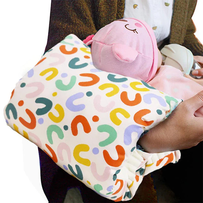 Comfy Cradle Nursing Arm Pillow in soft white cotton, perfect for comfortable breastfeeding support.