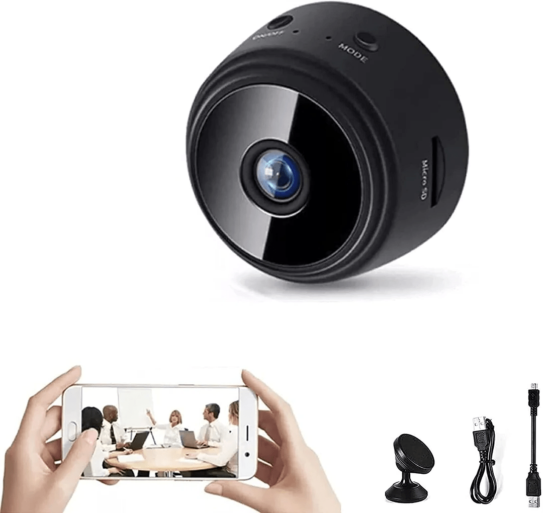 Wireless HD security camera for easy home setup, includes night vision & remote app control.