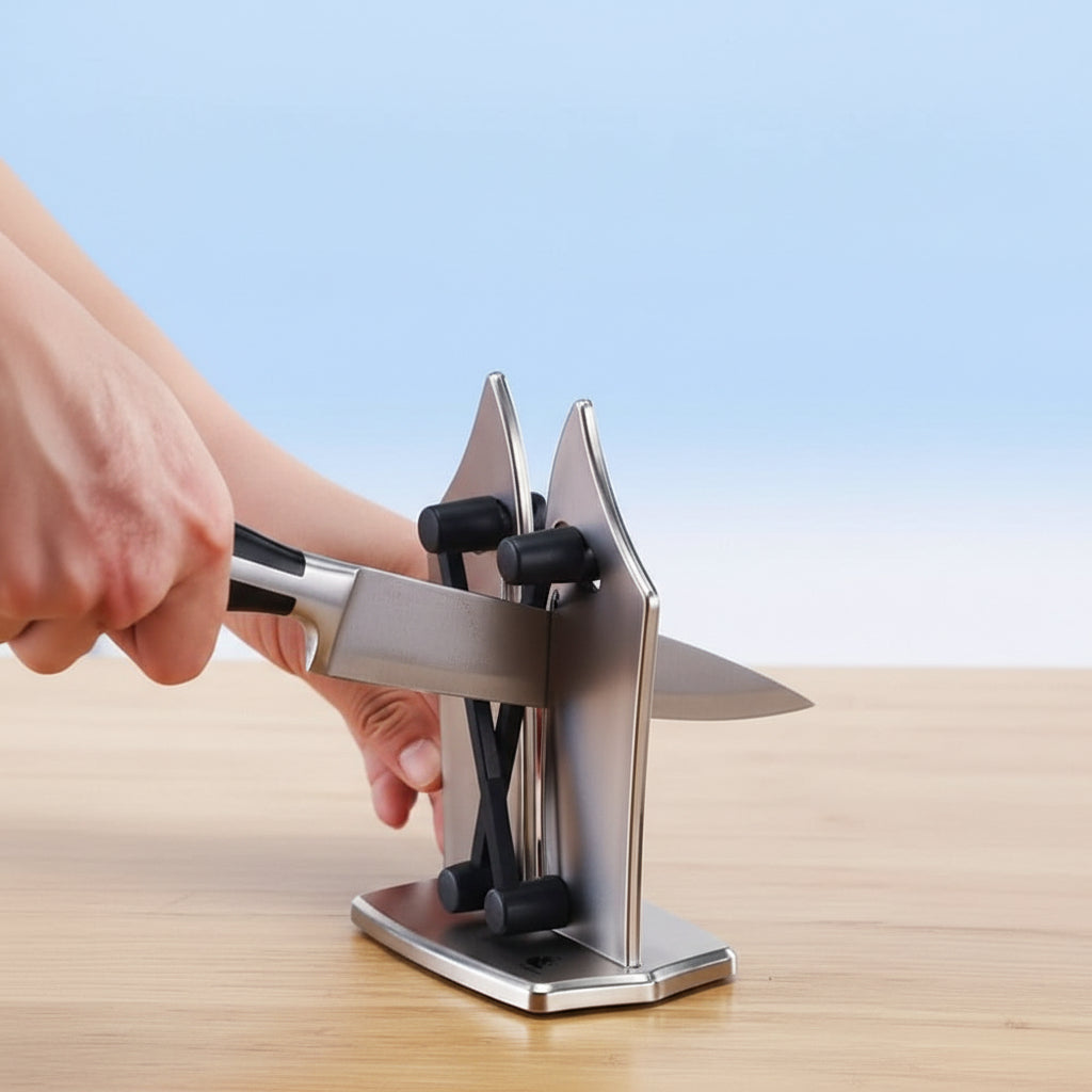 Easy-to-use knife sharpener for home kitchens, ensuring peak sharpness and extending blade life with minimal effort.