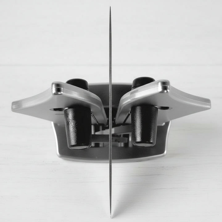 Ergonomic kitchen knife sharpener providing precise blade care, essential for maintaining cutting edge durability.