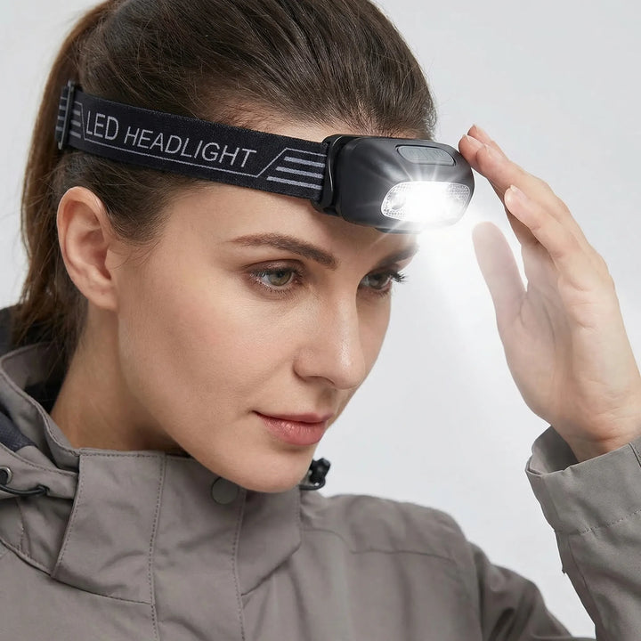 Bright LED headlamp for hands-free outdoor adventures like camping & hiking. Lightweight, rechargeable, and versatile.