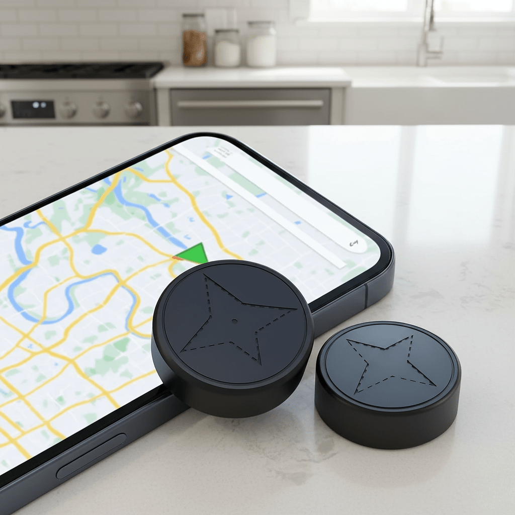 Compact magnetic GPS tracker for valuables, discreet security & anti-theft tracking of cars, luggage, personal items.
