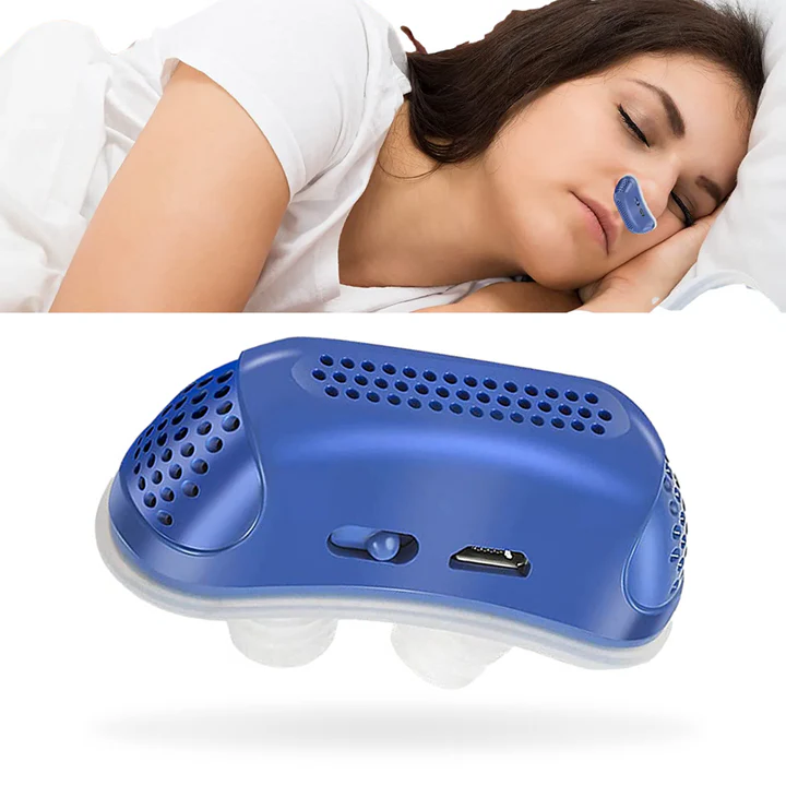 Compact maskless nasal CPAP device for effective snoring & sleep apnea treatment. Portable sleep aid.