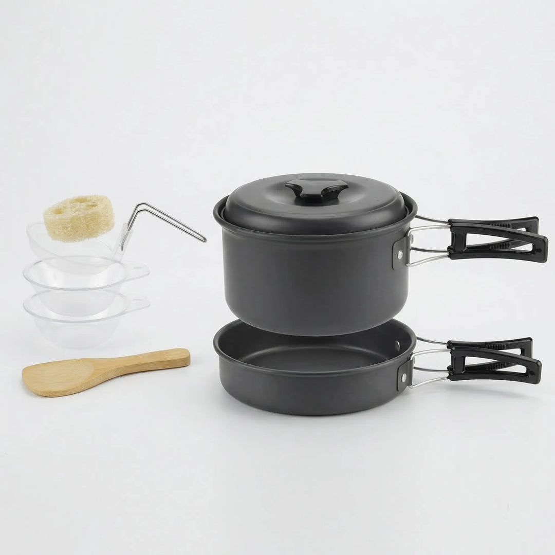 Unisex travel kitchen essentials: compact outdoor cooking pot set for camp