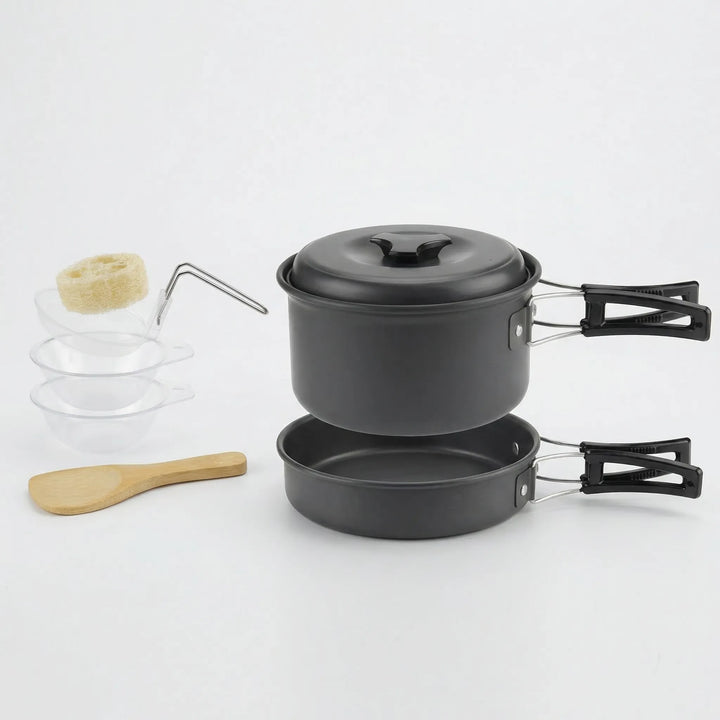 Unisex travel kitchen essentials: compact outdoor cooking pot set for camp