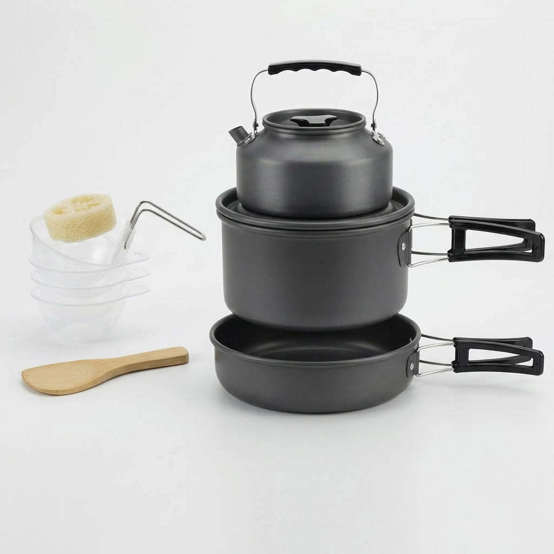Backpacking cooking system: compact and lightweight camp stove set for outdoor use