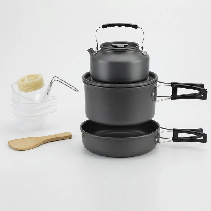 Backpacking cooking system: compact and lightweight camp stove set for outdoor use