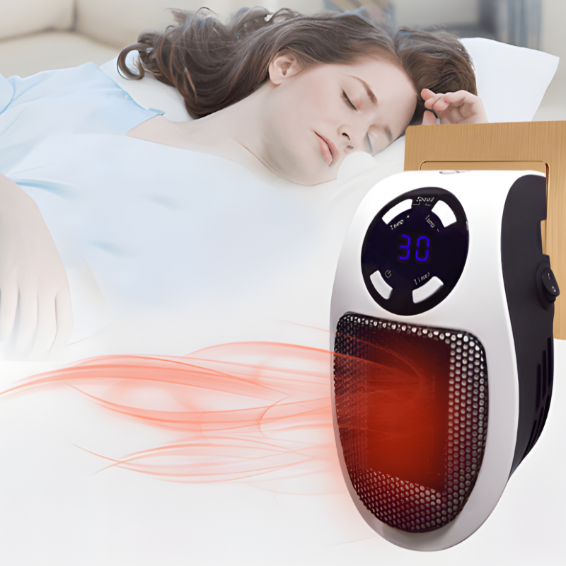 Small electric space heater for cozy home comfort, energy-efficient personal warmth provider.
