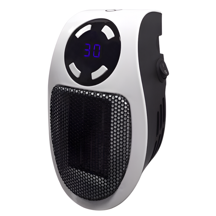 Easy-to-move portable electric heater, provides quick personal warmth and comfort wherever needed.
