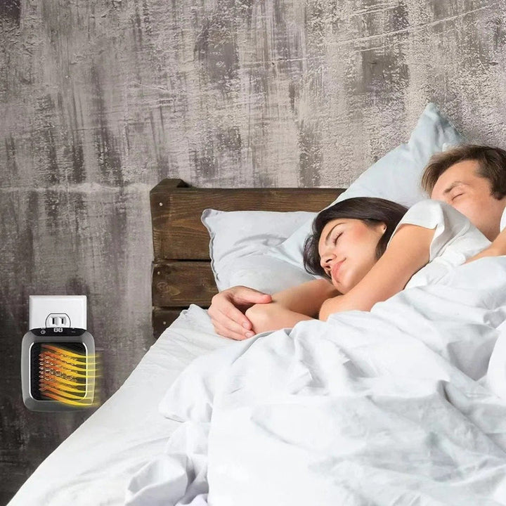 Small room electric heater that plugs directly into wall, offering instant warmth with remote.