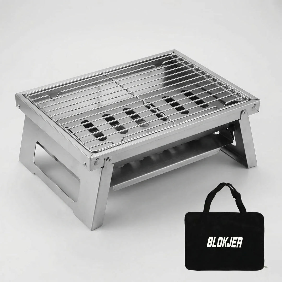 Versatile portable charcoal grill & firewood BBQ, folding design for easy transport to any outdoor picnic.