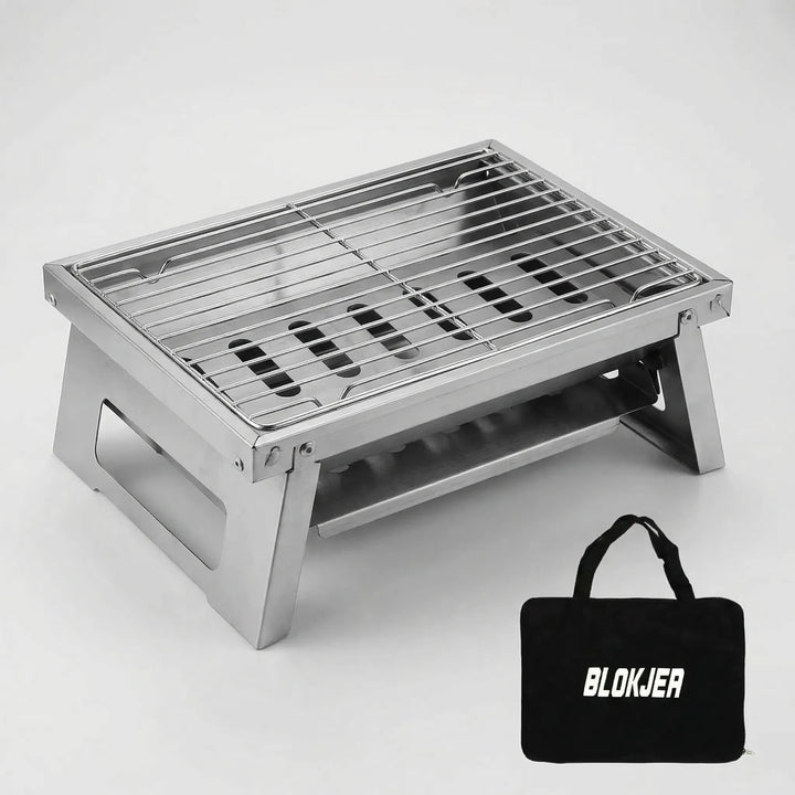 Versatile portable charcoal grill & firewood BBQ, folding design for easy transport to any outdoor picnic.