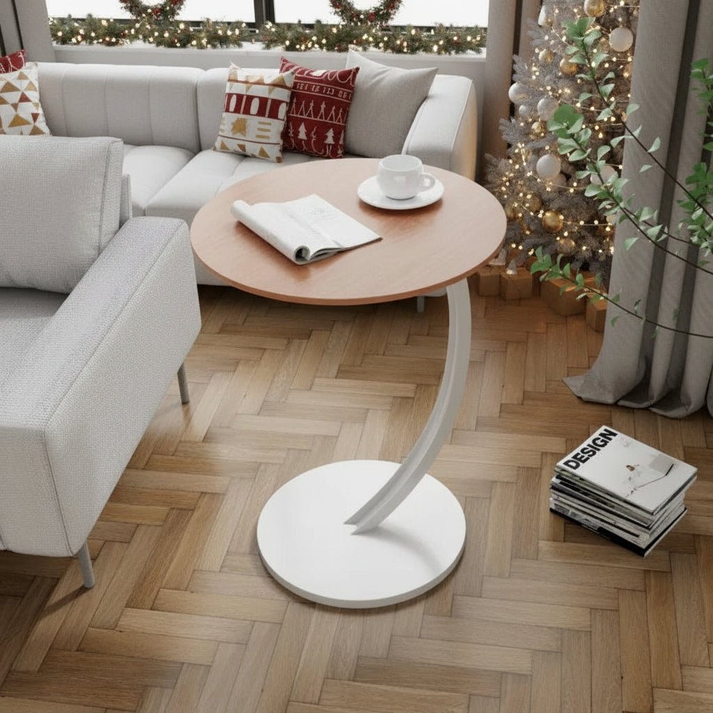 Versatile compact accent table, reinforced for durability in small homes.