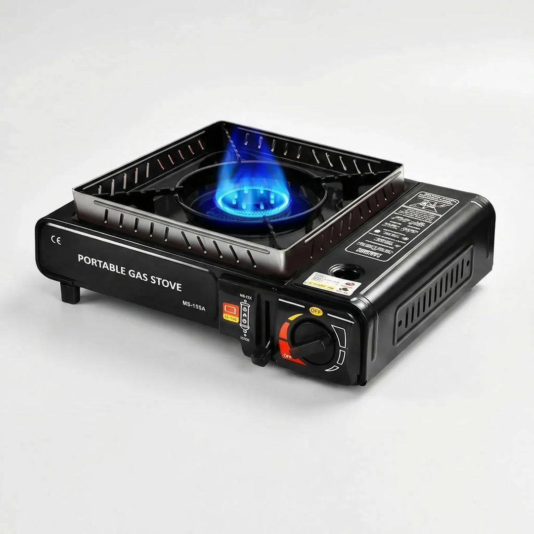 Durable single burner gas stove, perfect for camping, backyard cooking, & emergency preparedness. Portable & sturdy.