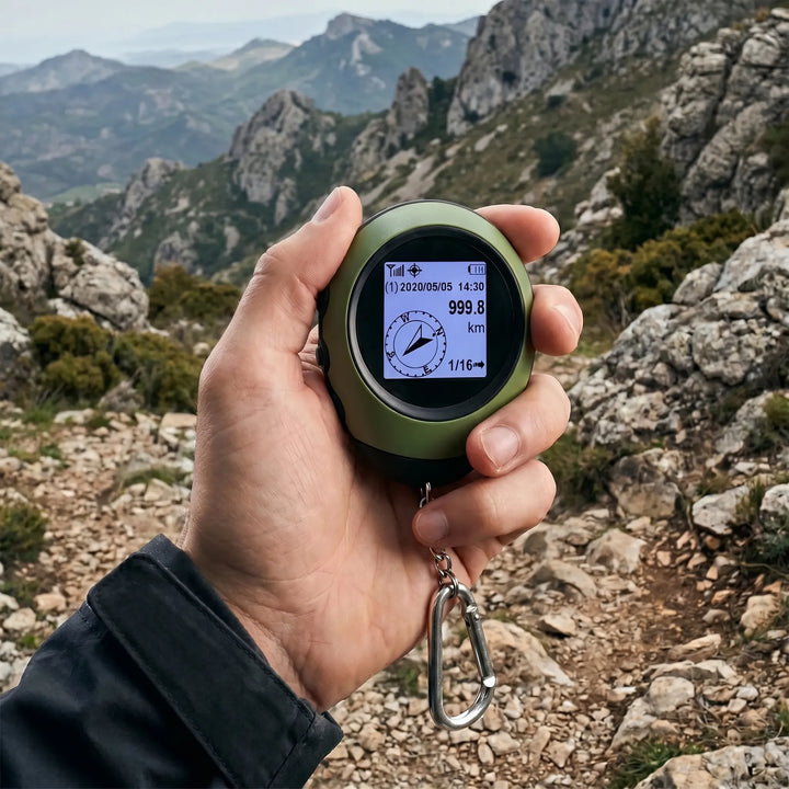Compact unisex handheld satellite GPS navigator for hiking & outdoor adventure. Essential gear for exploration.