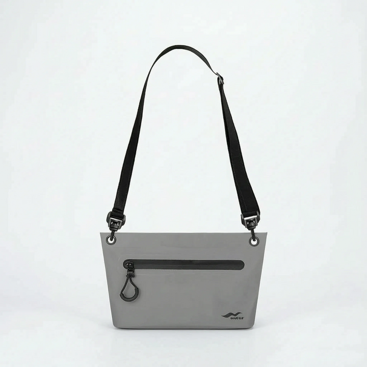 Rolltop closure water-resistant dry bag for camping gear. Keeps valuables safe and dry during travel.