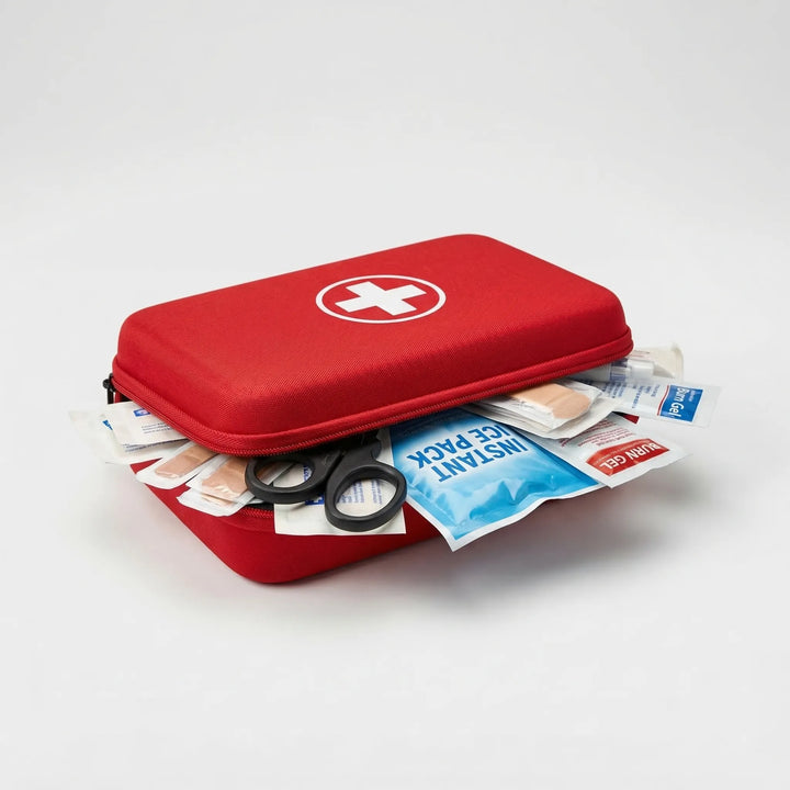 Waterproof first aid kit, ideal for travel, camping & hiking. Essential emergency preparedness for outdoor safety.