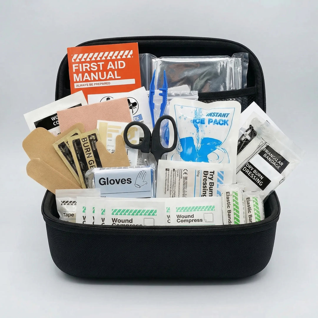 Versatile, compact waterproof first aid kit for travel, camping, hiking & general outdoor emergency preparedness.