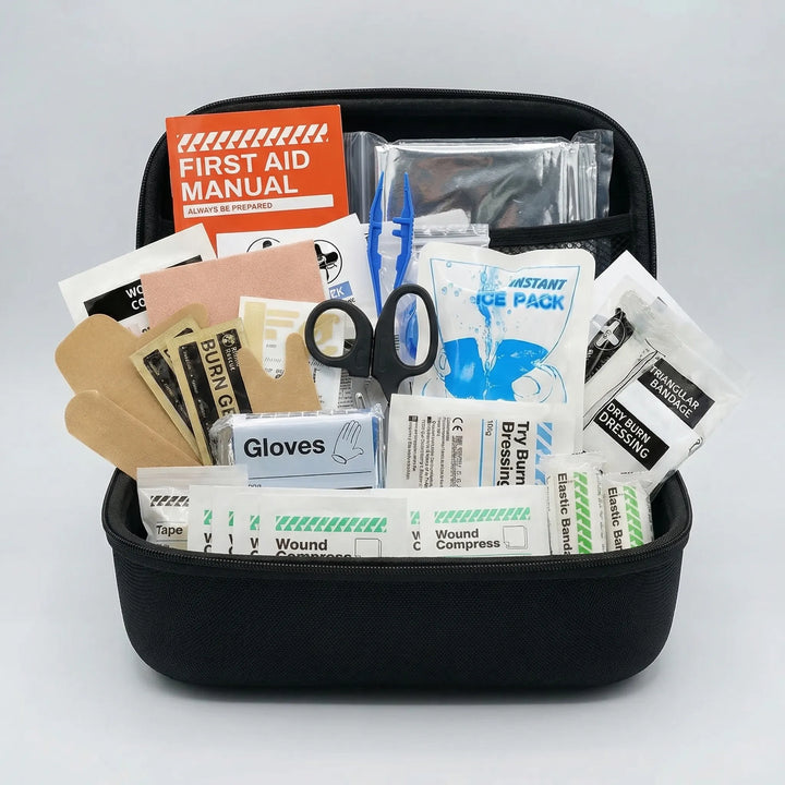 Versatile, compact waterproof first aid kit for travel, camping, hiking & general outdoor emergency preparedness.