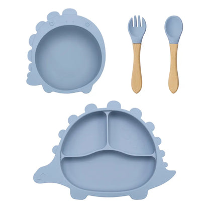 Detail shot of the strong suction base on a silicone toddler bowl, keeping it firmly in place.