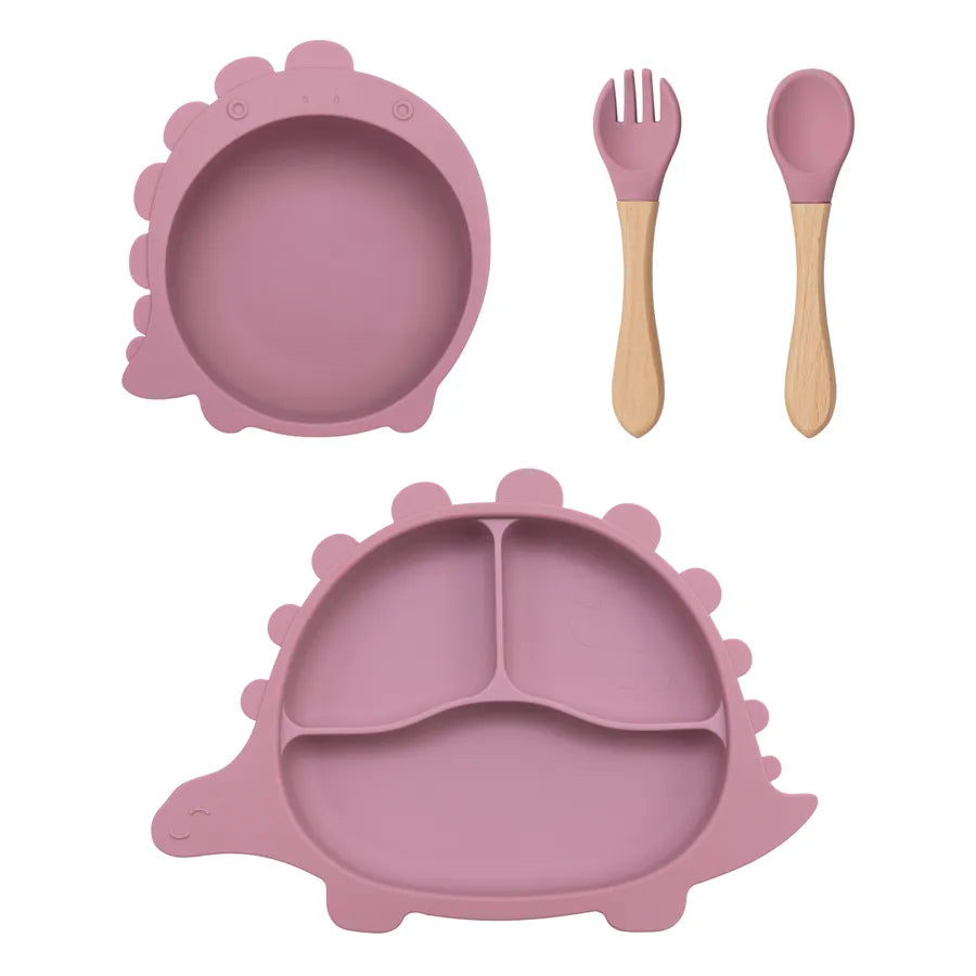 Baby using a BPA-Free silicone suction plate, enjoying mealtime without making a mess.