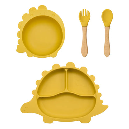 Assortment of colorful BPA-Free silicone baby feeding sets, great as a baby shower gift.