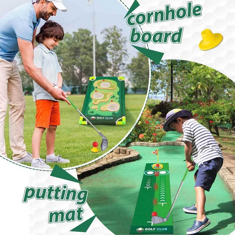Brightly colored children's golf clubs, perfect educational toy for junior golfers and active play