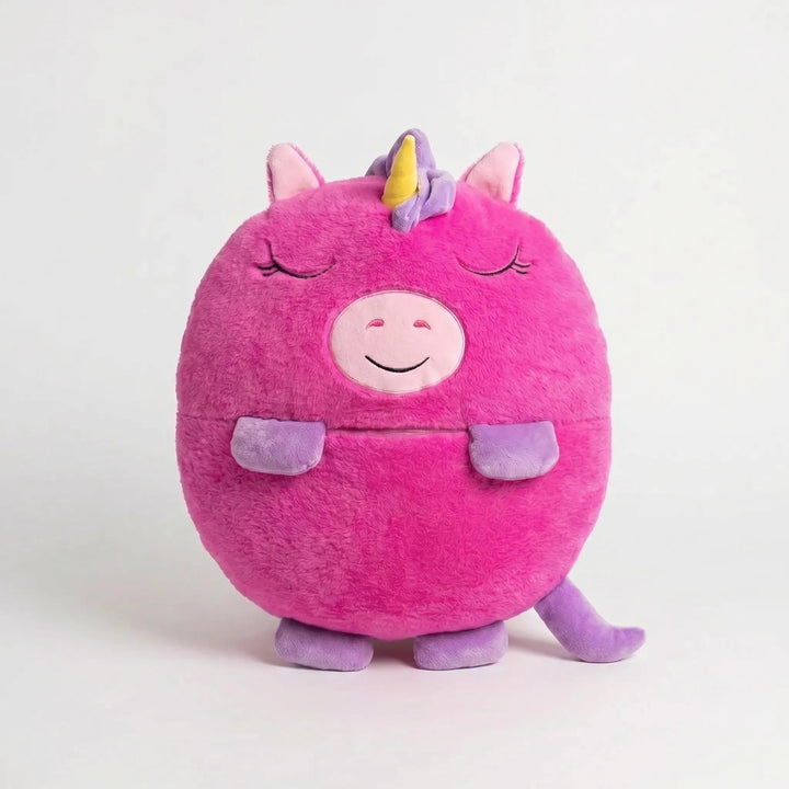 Transformable animal plush kids sleeping bag into a play mat. Cozy children's bedding for imaginative fun & naps.