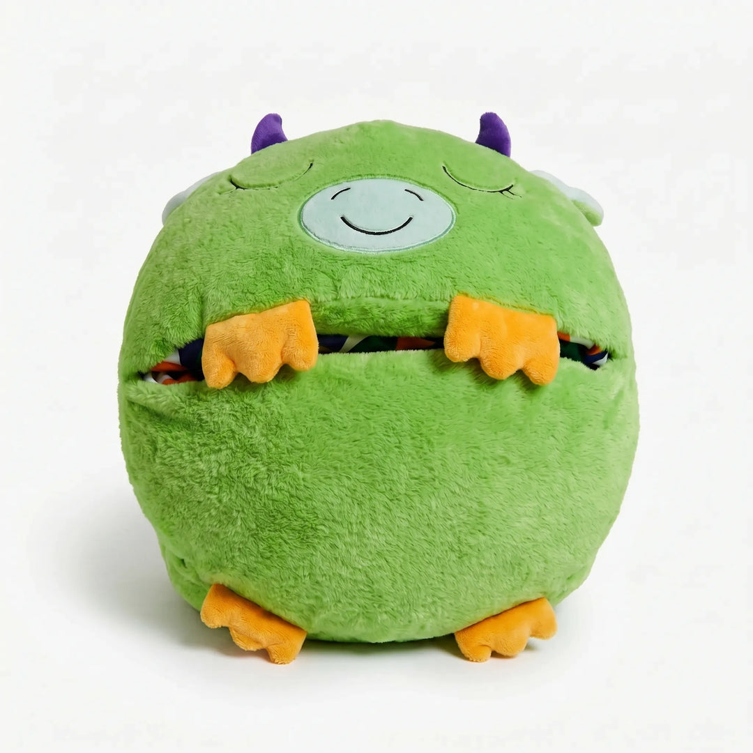 Fun animal plush kids sleeping bag for sleepovers. Cozy nap mat and soft children's bedding; great for play.