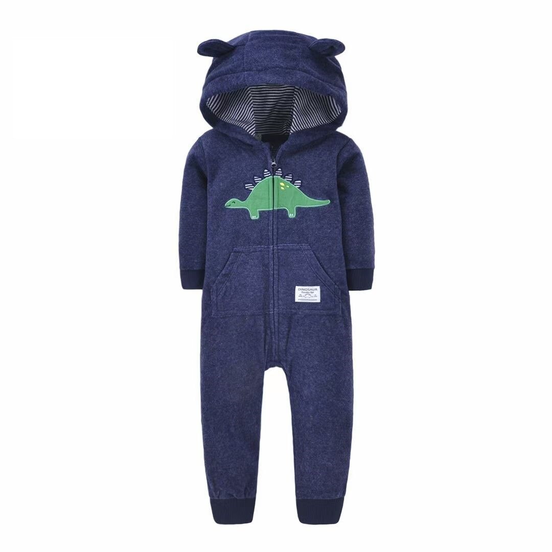 Baby clothing: striped dragon hooded jumpsuit, perfect for a warm winter outfit