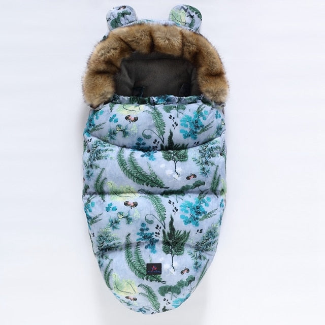 Warm infant footmuff, stroller sleeping bag for cold weather, soft cotton blend, ultimate baby comfort.