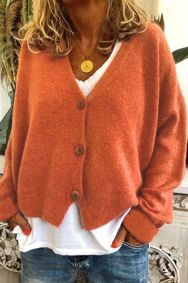 Cozy button-front women's cardigan in soft knit for everyday comfort & style.