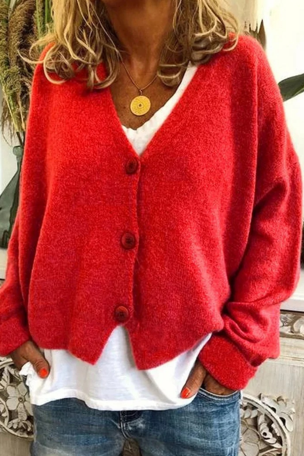 Everyday fashion: women's button-front cardigan, a long sleeve cozy knit top.