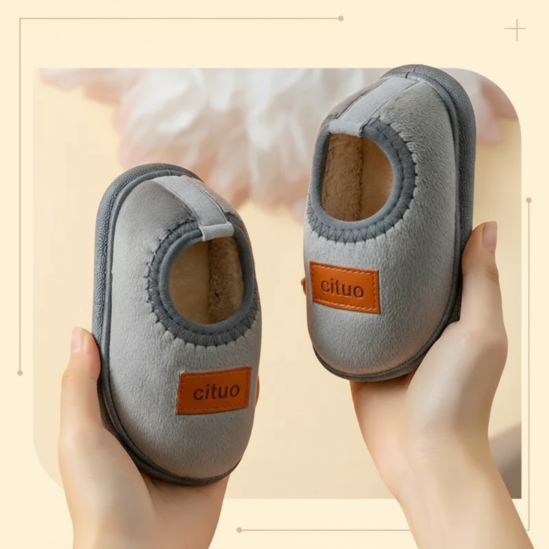 Children's winter house slippers, anti-slip and warm for comfortable indoor wear.