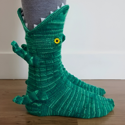 Cozy creature socks with a cute fox design for kids, perfect winter accessory