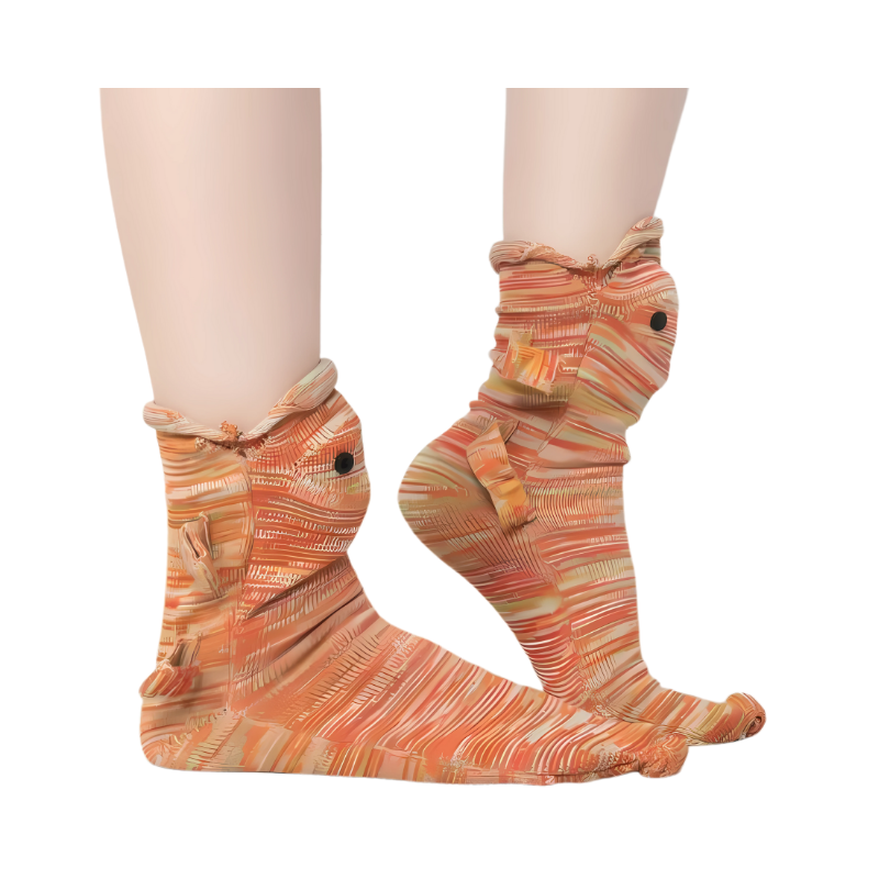 Cartoon creature socks displaying a cheerful bear, great for kids' everyday wear