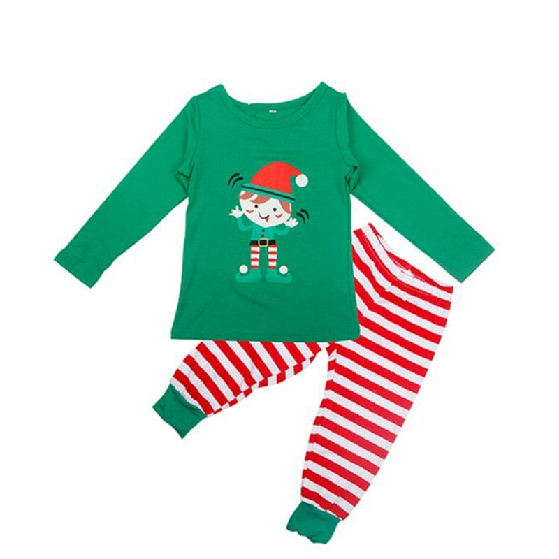 Soft cotton family matching pajamas with a cute reindeer print for Christmas morning.