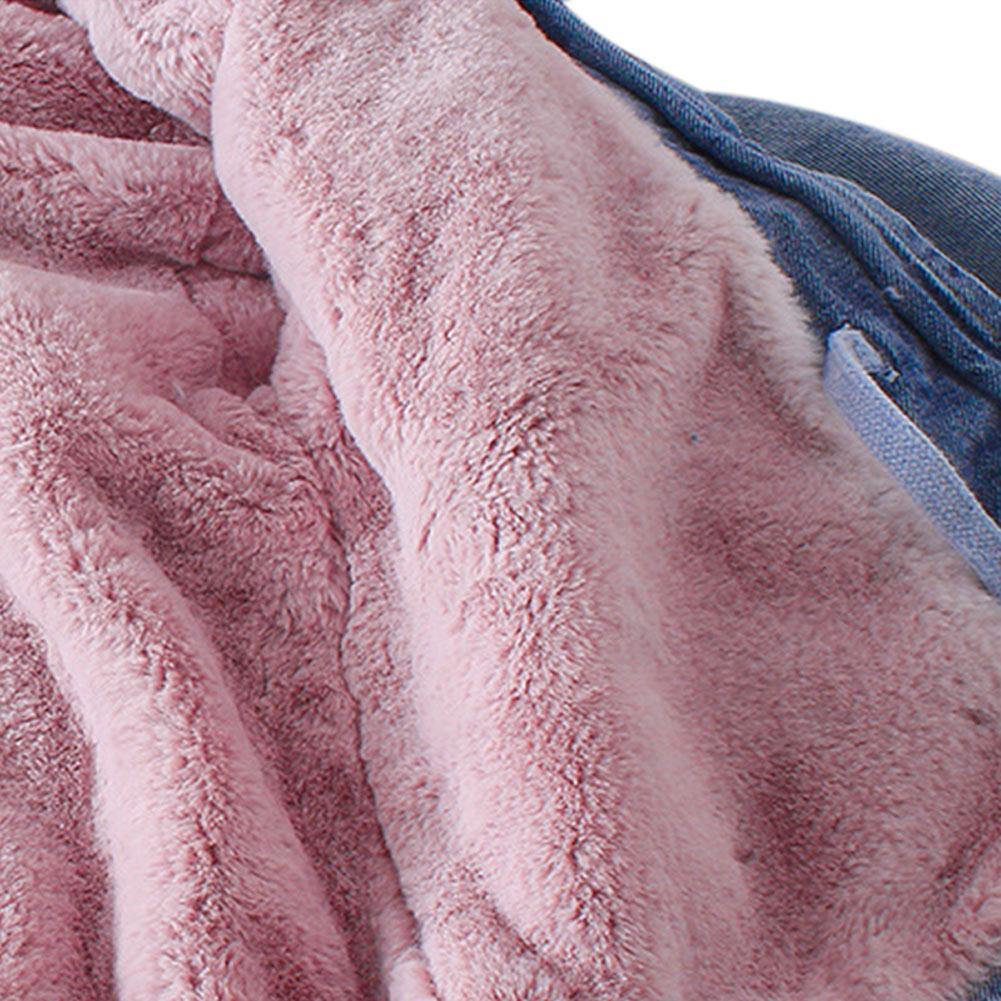 Cozy winter outerwear for kids: denim jacket with faux fur hood & warm plush lining.