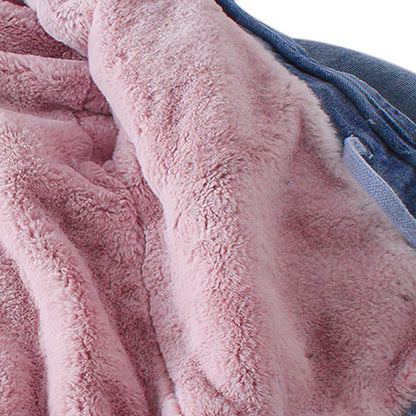 Cozy winter outerwear for kids: denim jacket with faux fur hood & warm plush lining.