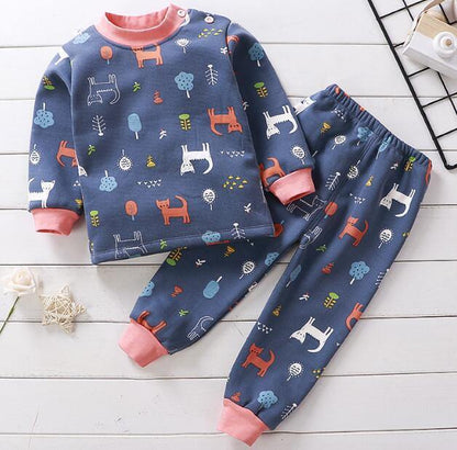 Baby clothing, two-piece flannel pajama set in yellow with playful dinosaur print, soft comfort