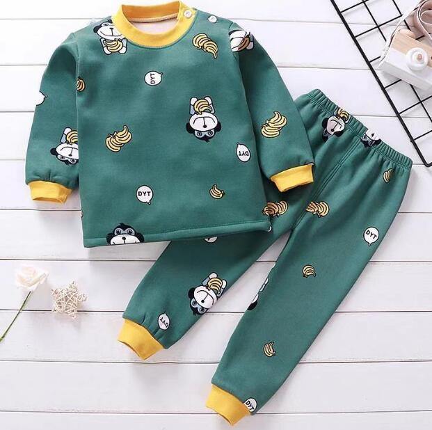 Winter sleepwear for toddlers, comfy grey flannel pajamas with fun rocket ship and planet motif