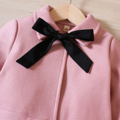 Fashionable toddler girls' winter set: bow fleece coat, modern tank dress & pretty beret.