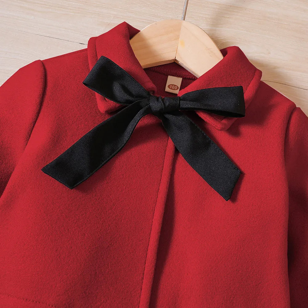 Girls' princess-inspired set: bow fleece coat, comfortable tank top dress & classic beret.
