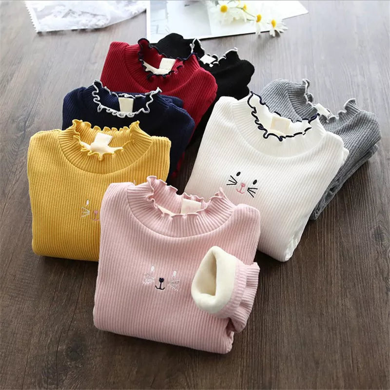 Cozy kids cartoon winter sweater for boys & girls, long sleeve cotton blend